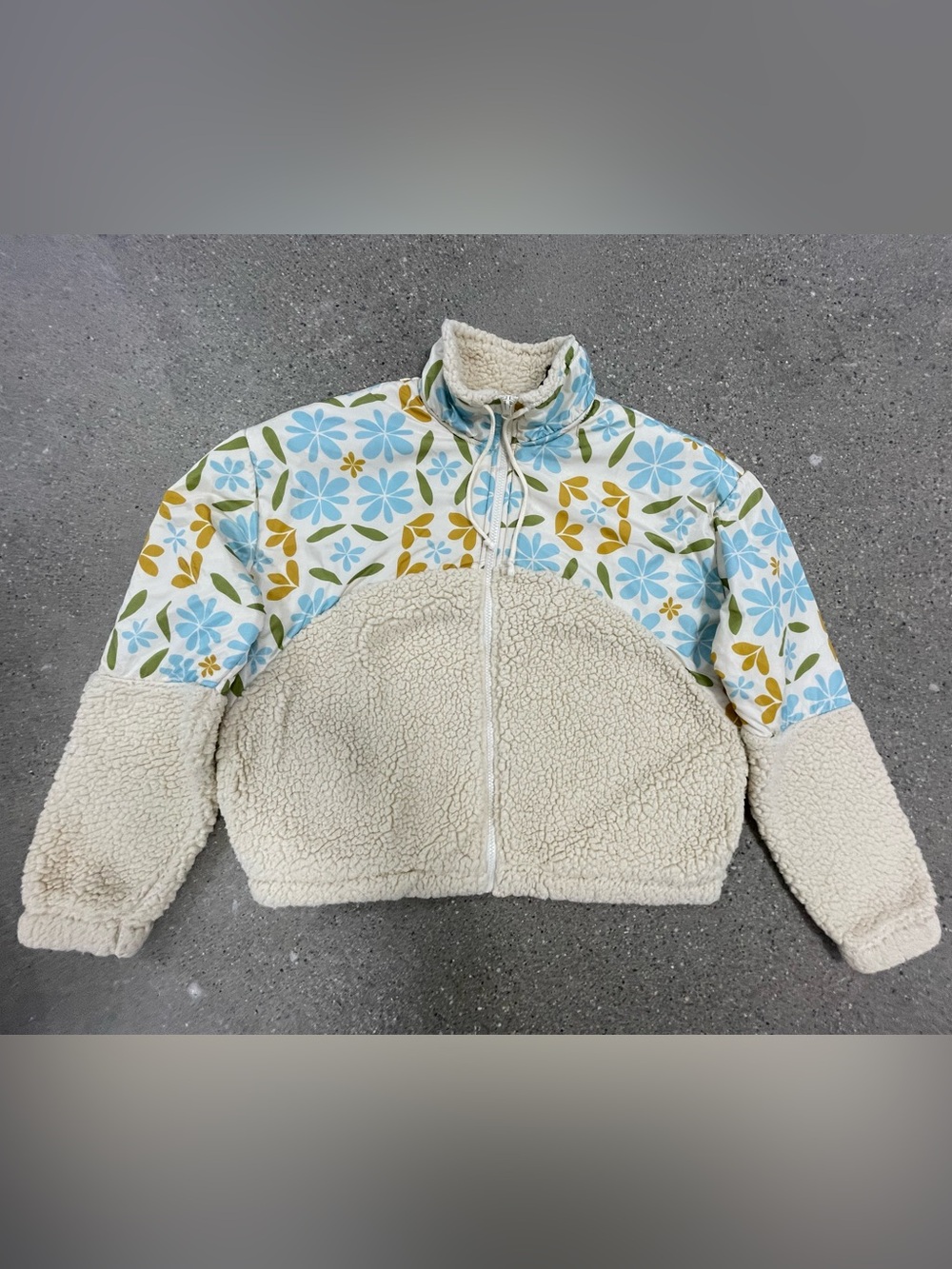 PacSun Quilted Floral Sherpa Full Zip Jacket size Small